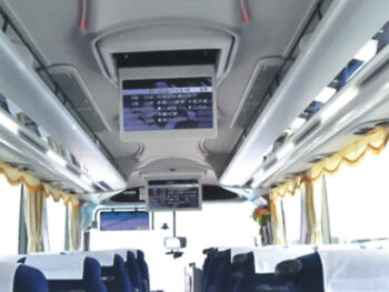 【バス車内テレビ・DVDプレーヤー】ふたばタクシー、貸切バス 大分、観光バス 別府、中型バス 27名